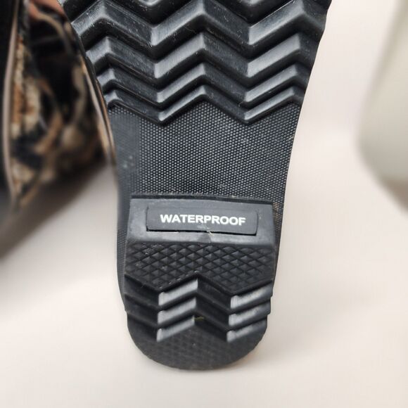 Sorel Tofino Winter Boots Waterproof Black Tan Chevron Womens Size 8 Faux Fur - Picture 9 of 12